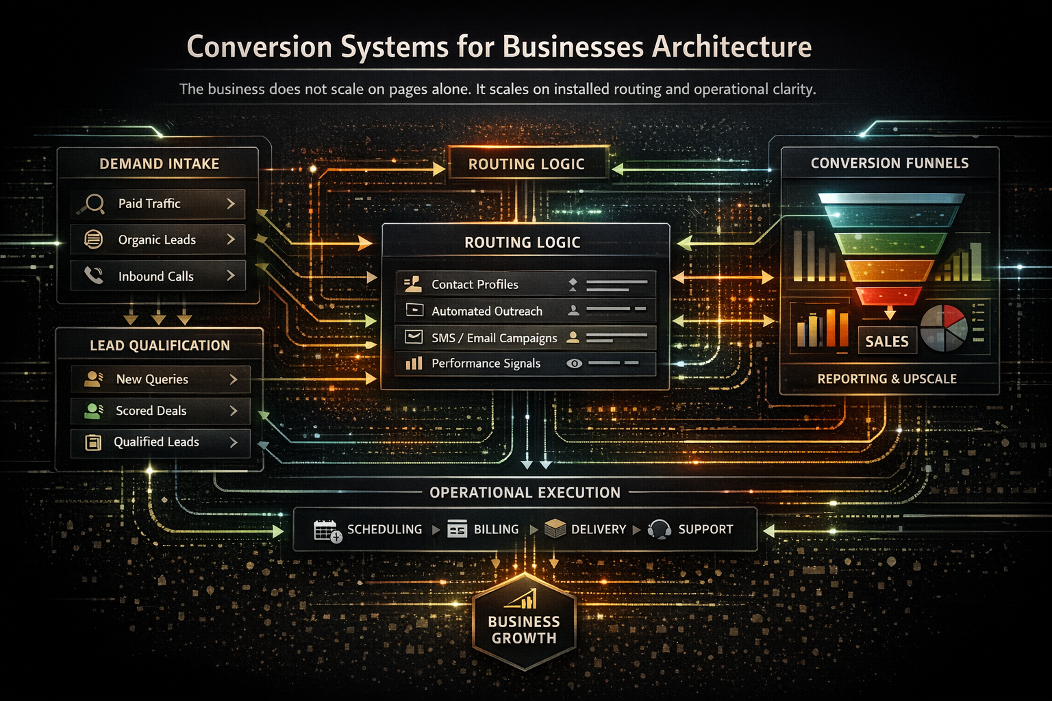 conversion systems for businesses architecture diagram for lead routing and business operations